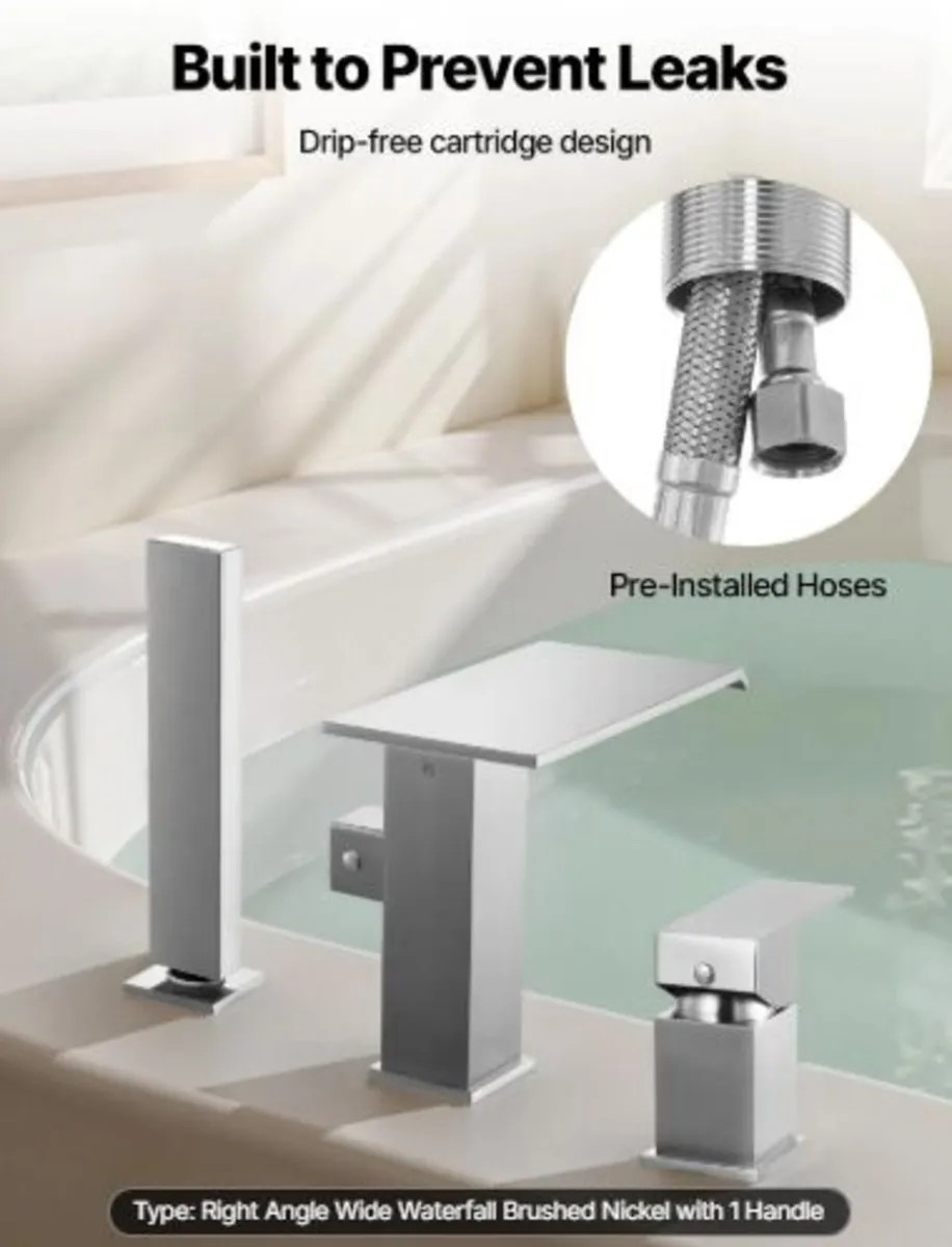 Roman Tub Faucet, 3 Hole Waterfall Bathtub Faucet - Image 2