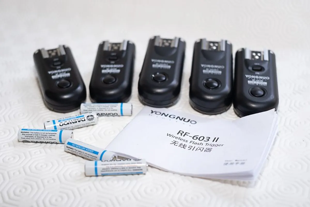 Set of 5 x YONGNUO RF-603 II Remote Flash Triggers for Canon/Nikon/Sony (and Fuji X) - Image 1
