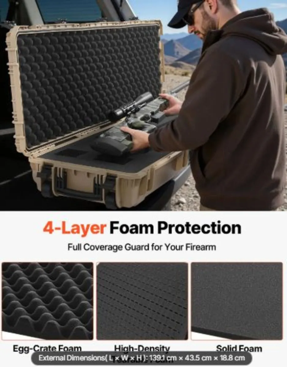 Hard Rifle Case, Lockable Rifle Case with Pre-cut - Image 2
