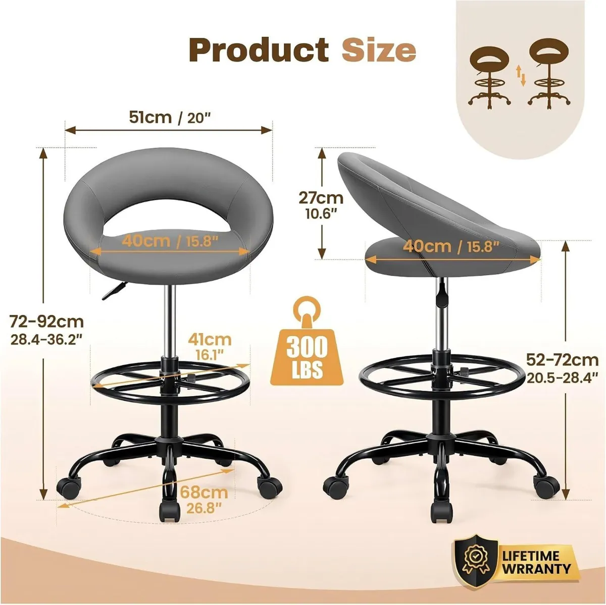 Drafting Chair for Standing Desk Height - Image 3