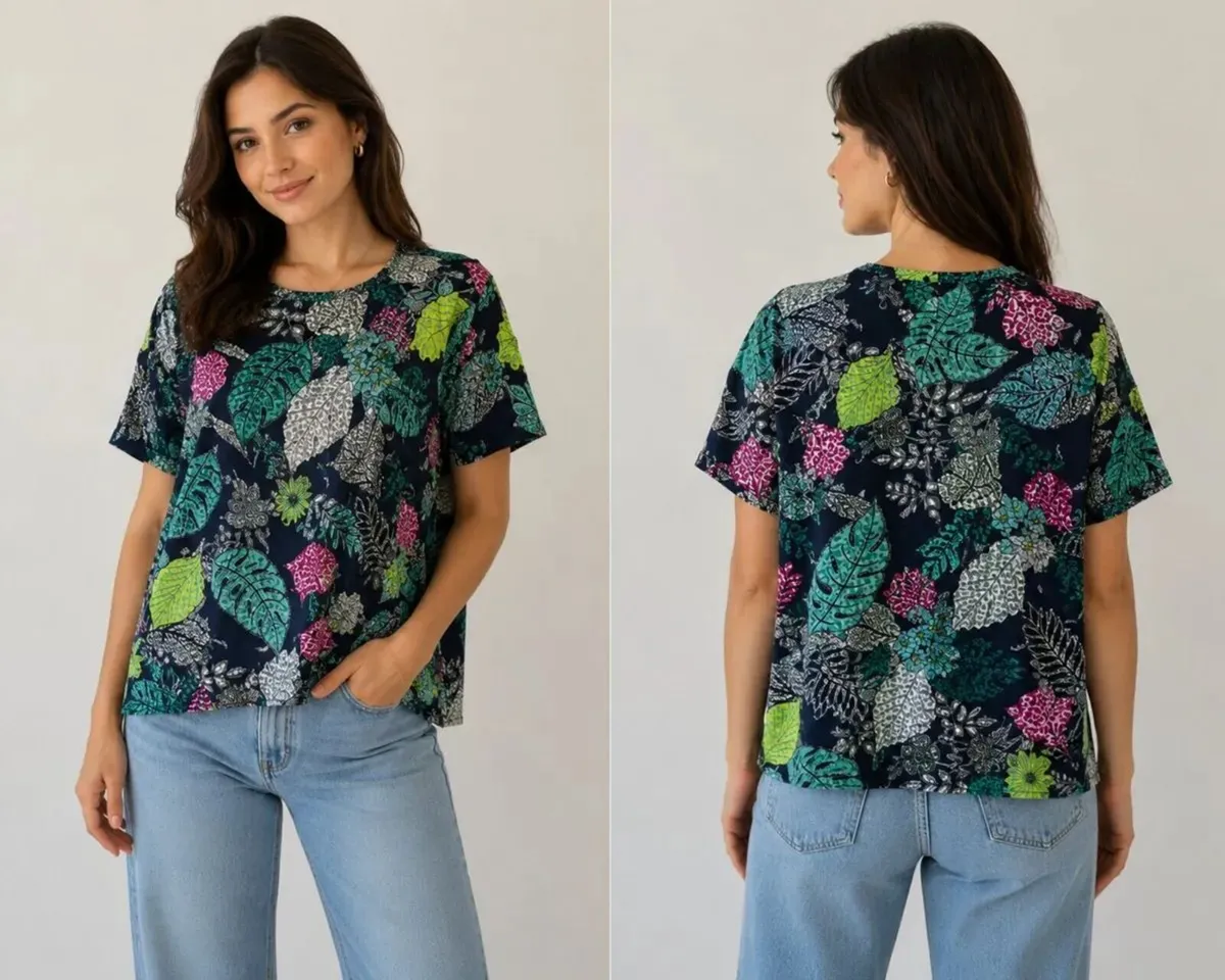 Women's Floral Print Top – Relaxed Fit 12-16 - Image 2