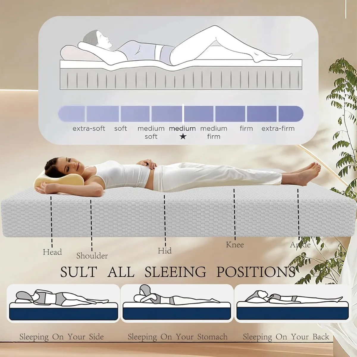 Full Size Mattress Memory Foam ‌ Medium Firm - Image 3