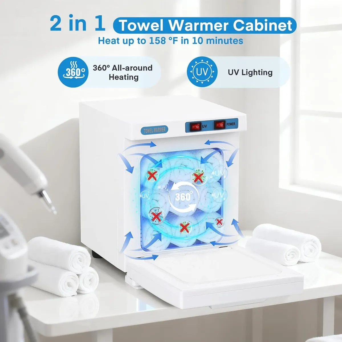Hot Towel Warmer 5L Heater Cabinet with Clip - Image 2