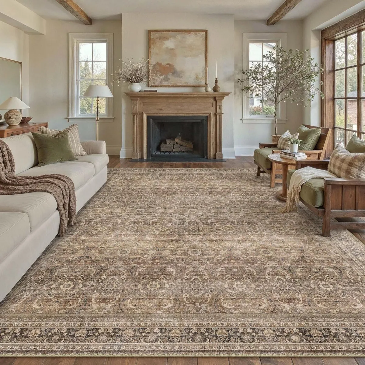 Large Washable Rugs Living Room Vintage Area - Image 1