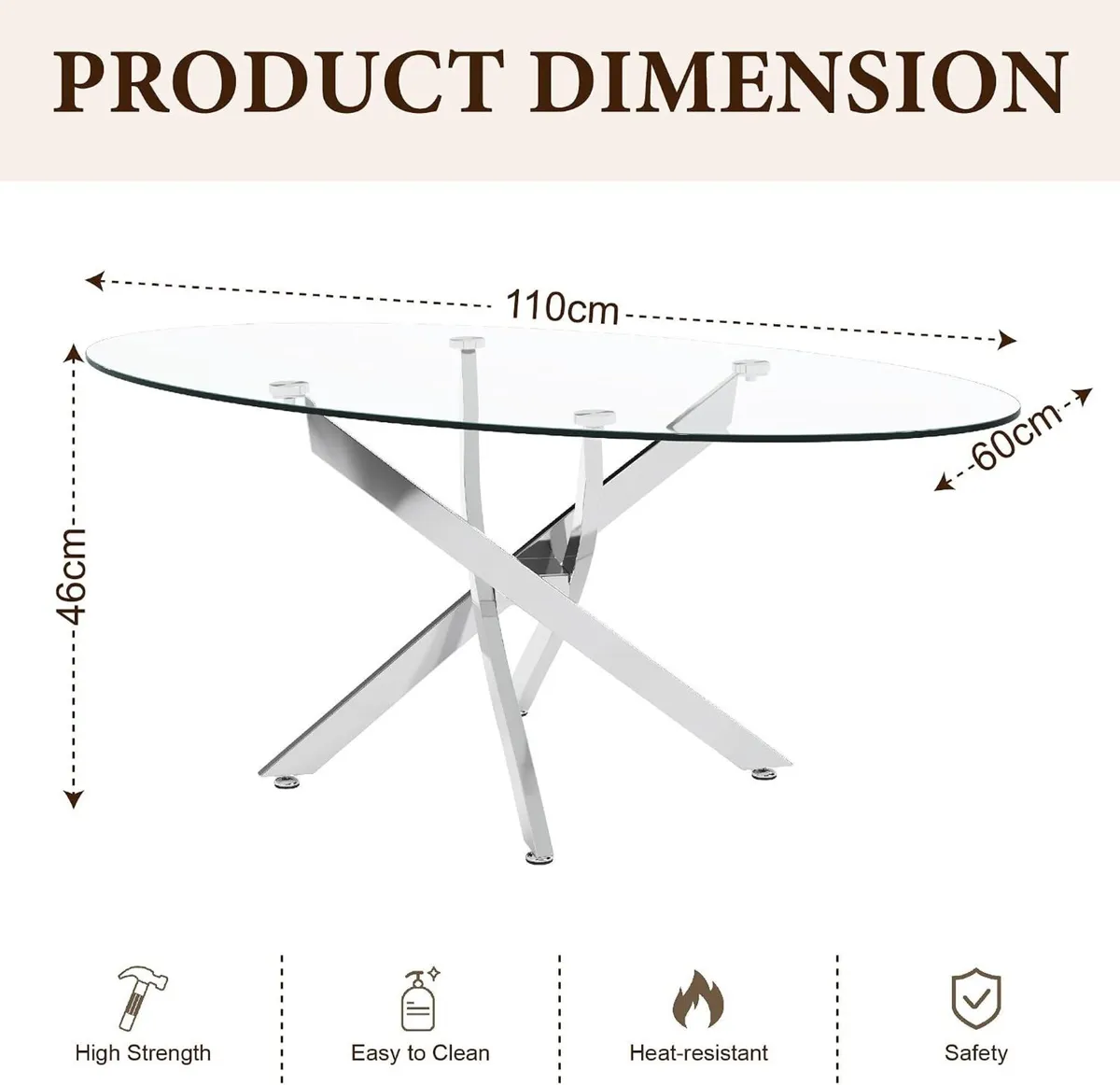 Oval Glass Coffee Table with Chrome Crossed Legs - Image 2