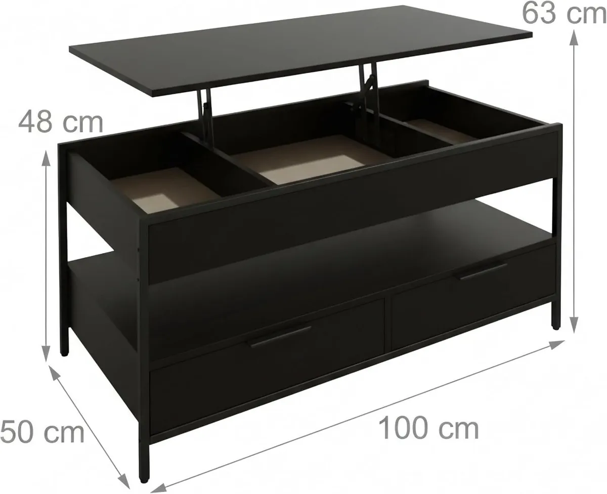 Coffee Table 2 Drawers 4 Compartments Hwd: 48–63 - Image 3