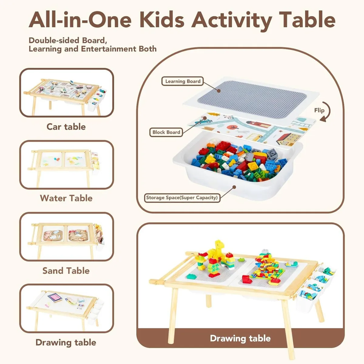Children's Tables Multifunctional Wooden Sensory - Image 3