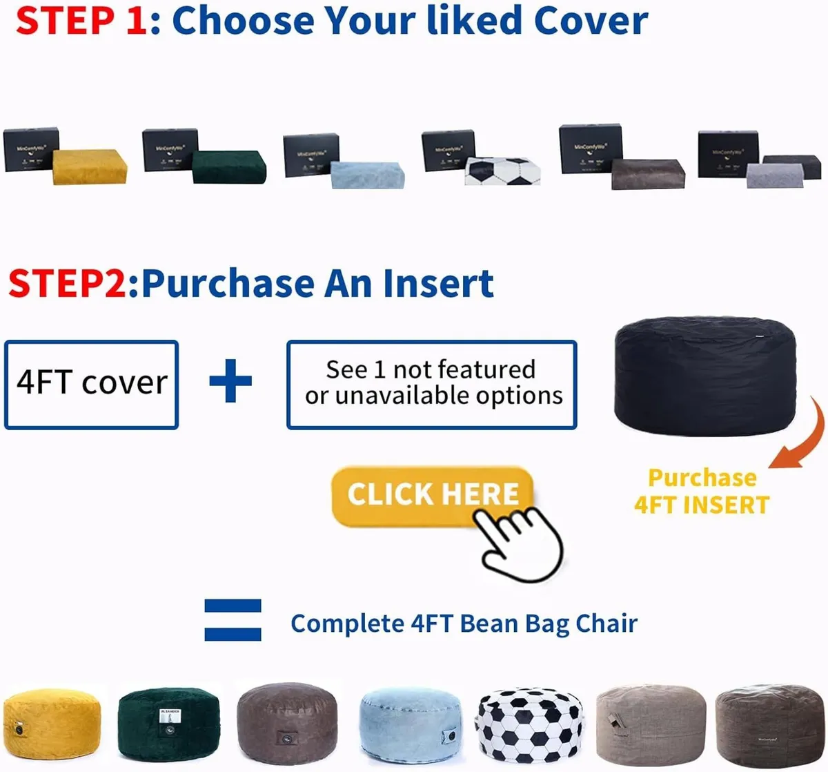 4FT Bean Bag Chair for Adults Oversized Sofa - Image 3