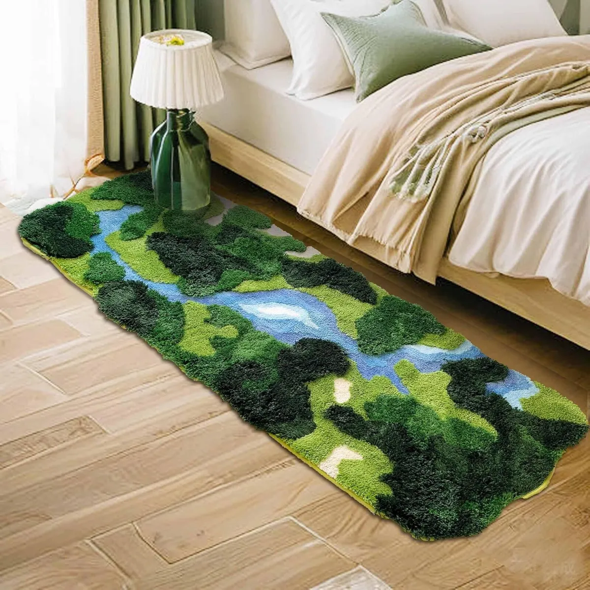 Moss Hallway Runner Rug Shag Carpet Leaf - Image 1