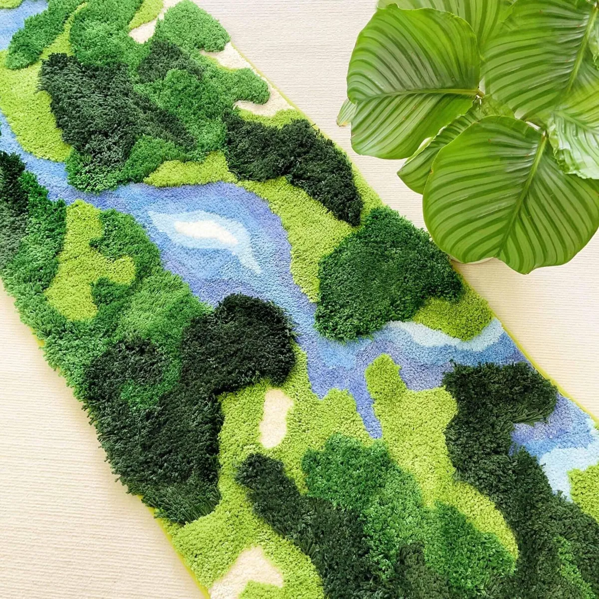 Moss Hallway Runner Rug Shag Carpet Leaf - Image 3