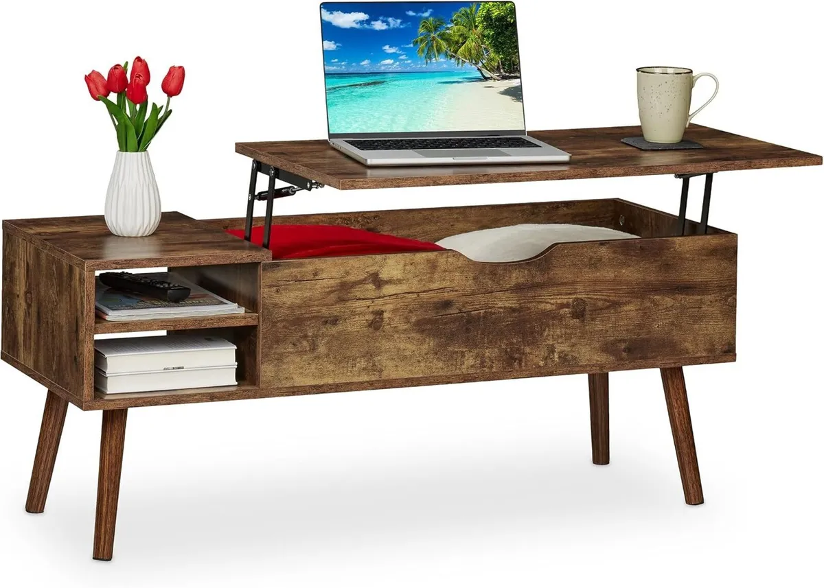 Coffee Table with Lift Top 2 Side Sections - Image 1