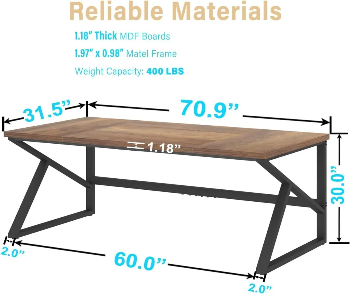 Large Home Office Desk Modern Wood Metal Computer - Image 2