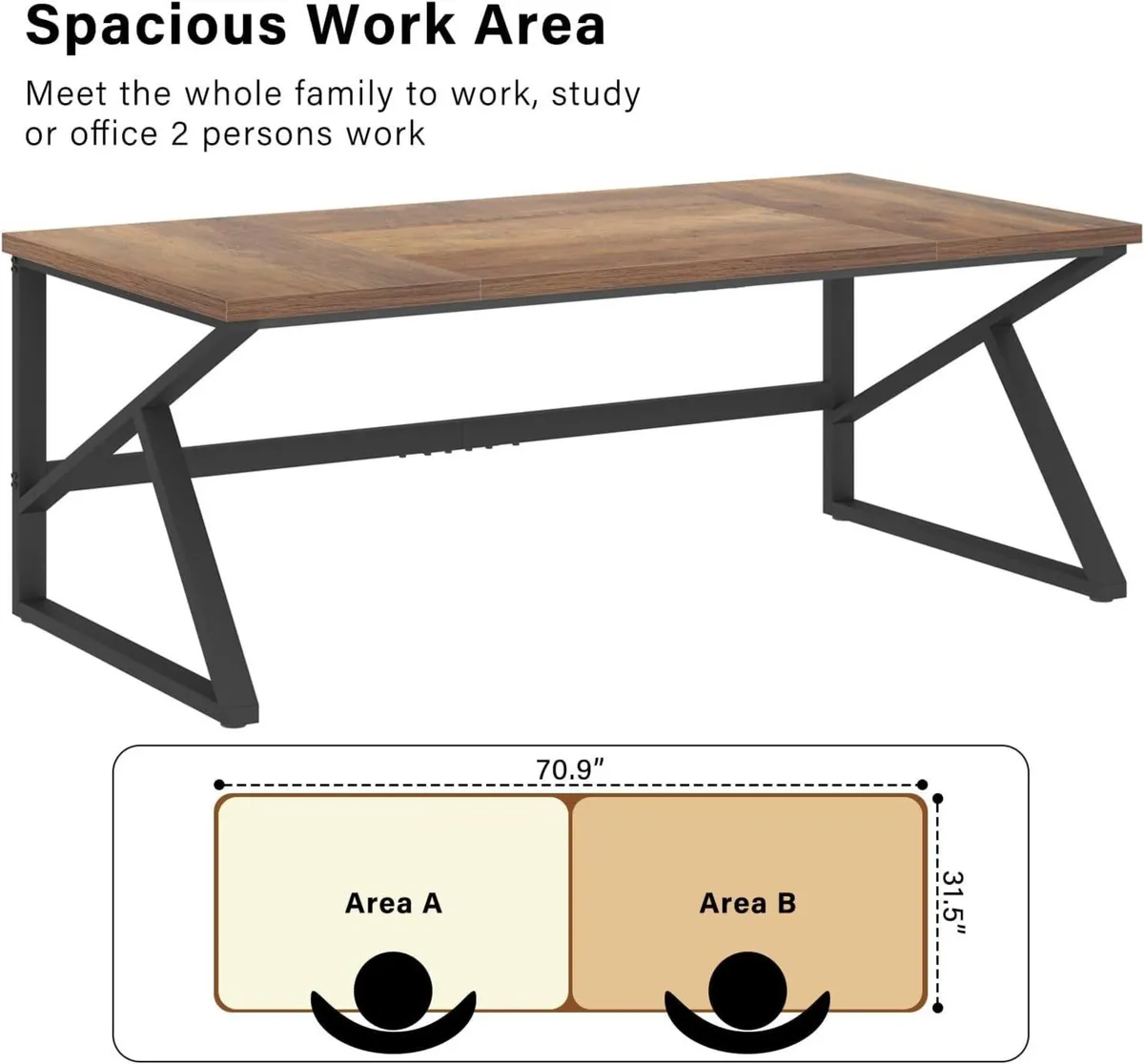 Large Home Office Desk Modern Wood Metal Computer - Image 4