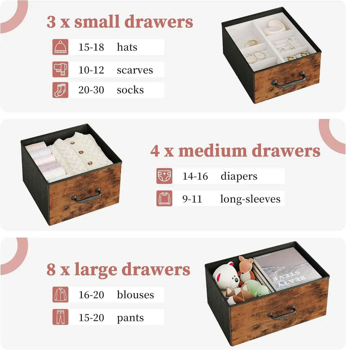 Chest of Drawers Dresser for Bedroom with 15 - Image 4