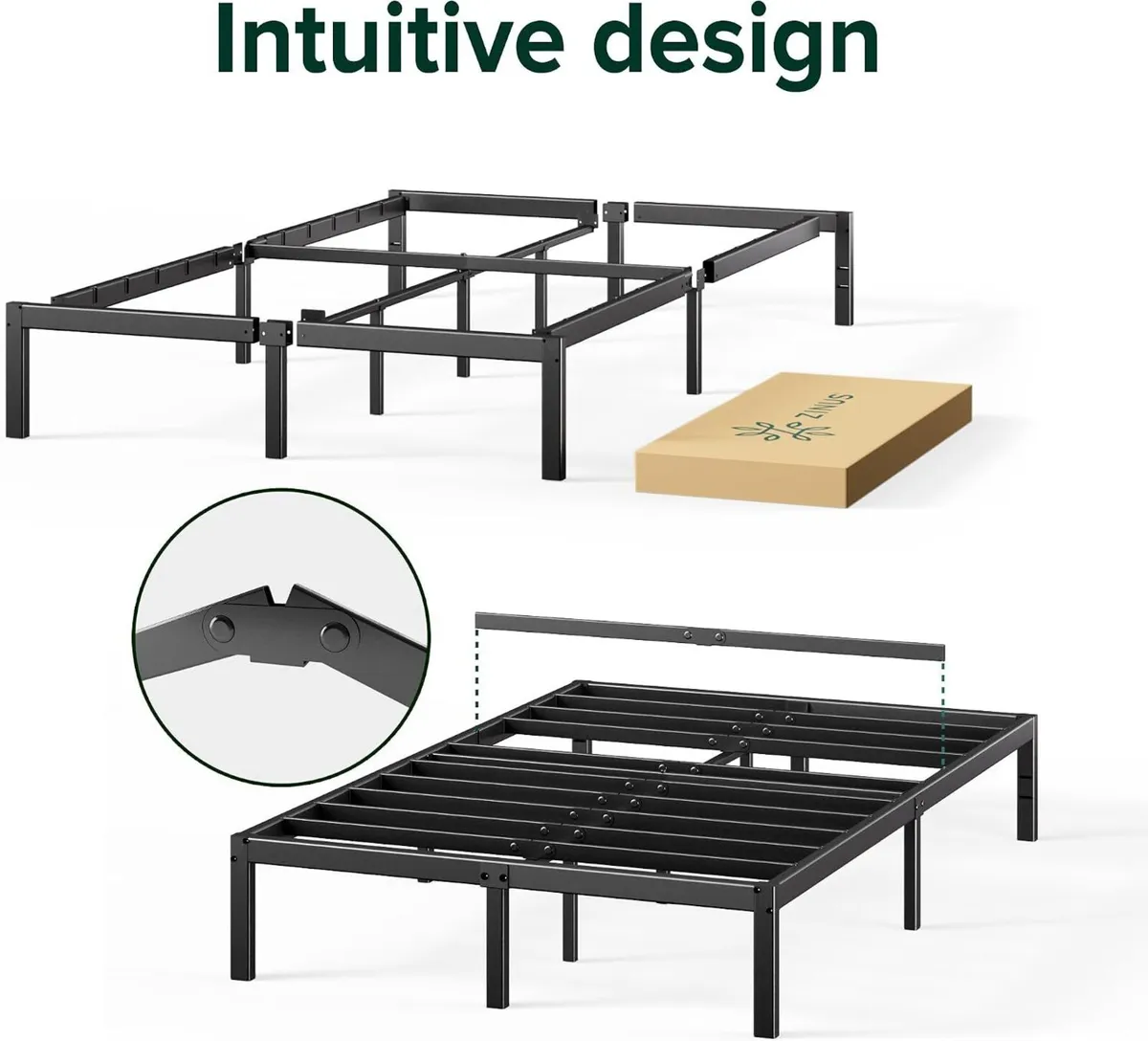 Bed Frame with Storage Space Underneath 14.2'' - Image 4