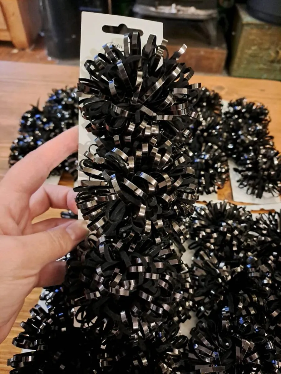 30 Paperchase Black Velvet & Silver Gift Bows - Image 2