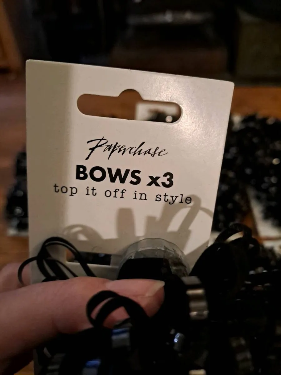 30 Paperchase Black Velvet & Silver Gift Bows - Image 3