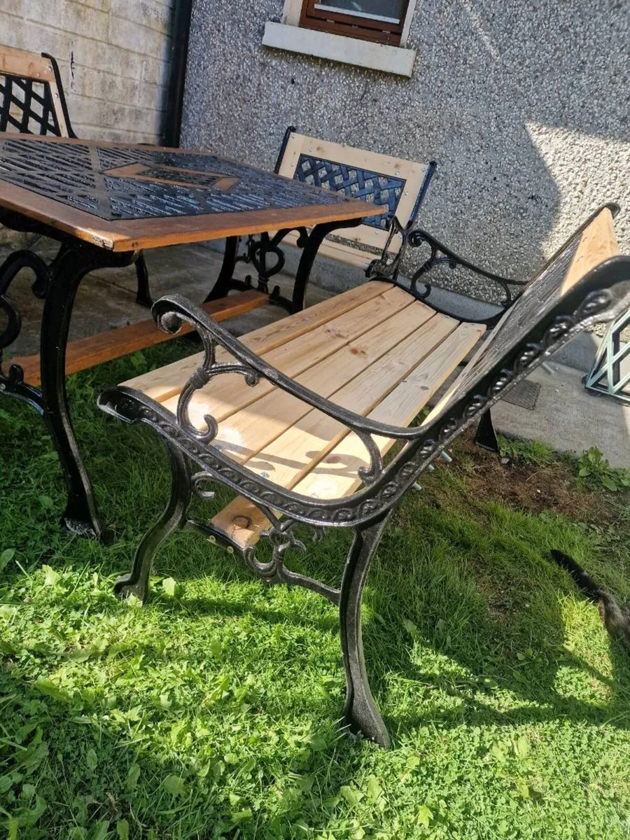 Garden table with 2 bench and 1 chair [ cast iron - Image 2