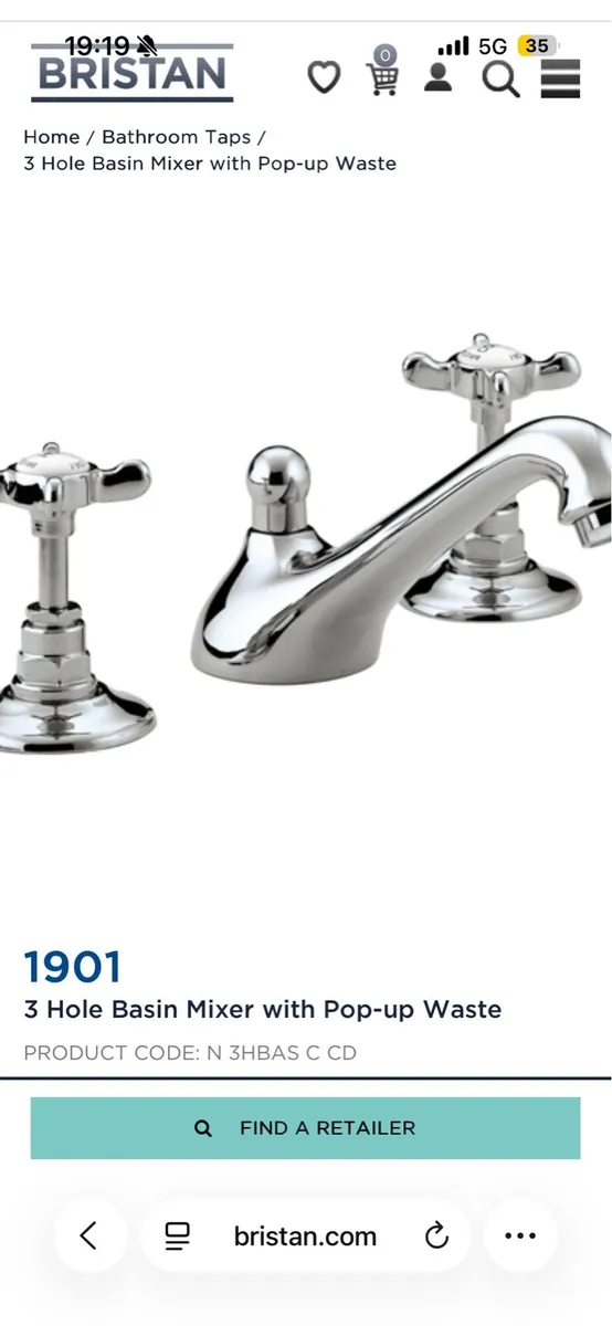 2 Sets of Bristan 1901 Bathroom Taps - Image 3