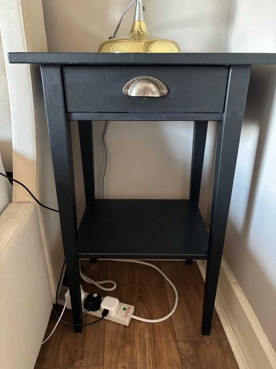 Pair of IKEA Hemnes bedside tables painted black - Image 1