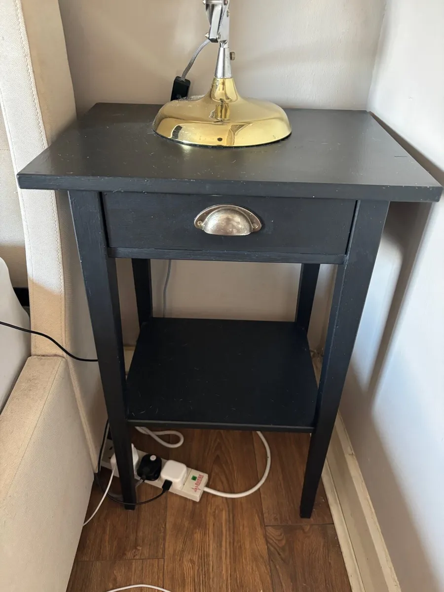 Pair of IKEA Hemnes bedside tables painted black - Image 2