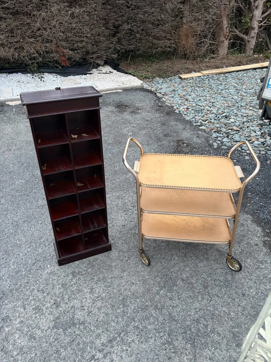 cd shelf / narrow shelf + golden drink trolley - Image 1