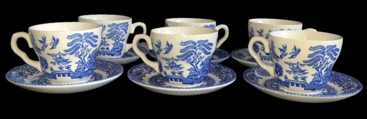 Vintage English Ironstone "Old Willow" Tea Set - Image 1