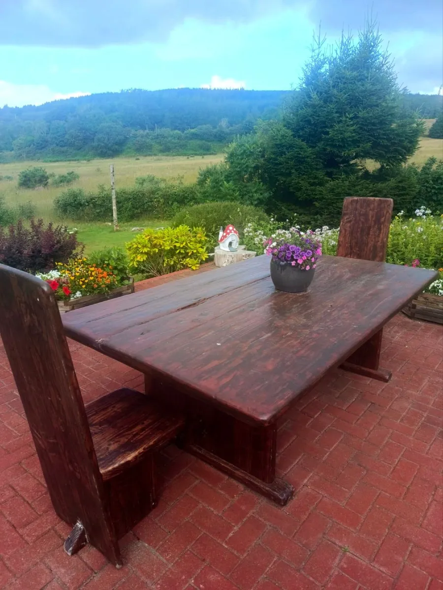 Handmade Reclaimed Wood Outdoor Dining Set - Image 1