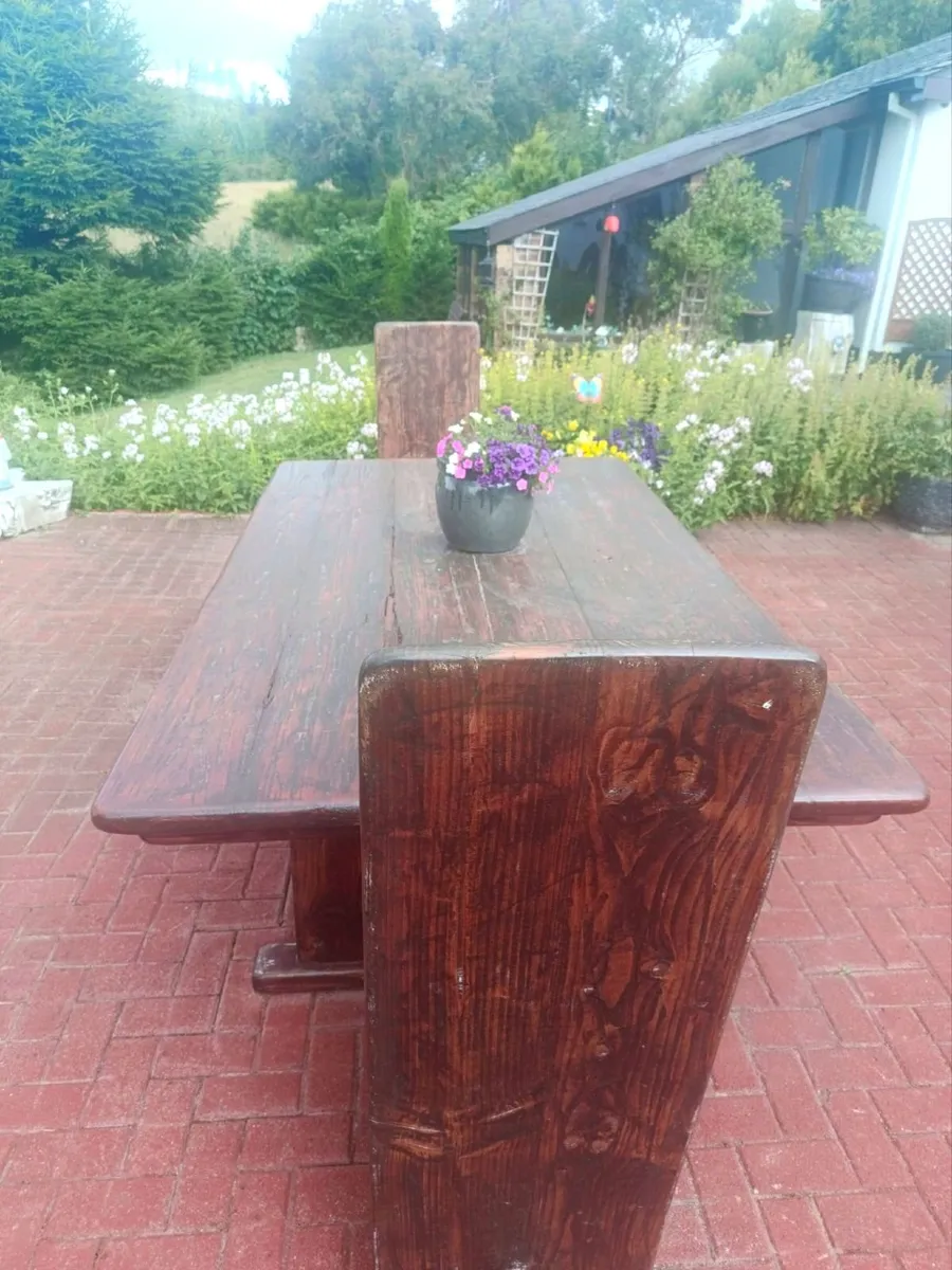 Handmade Reclaimed Wood Outdoor Dining Set - Image 4