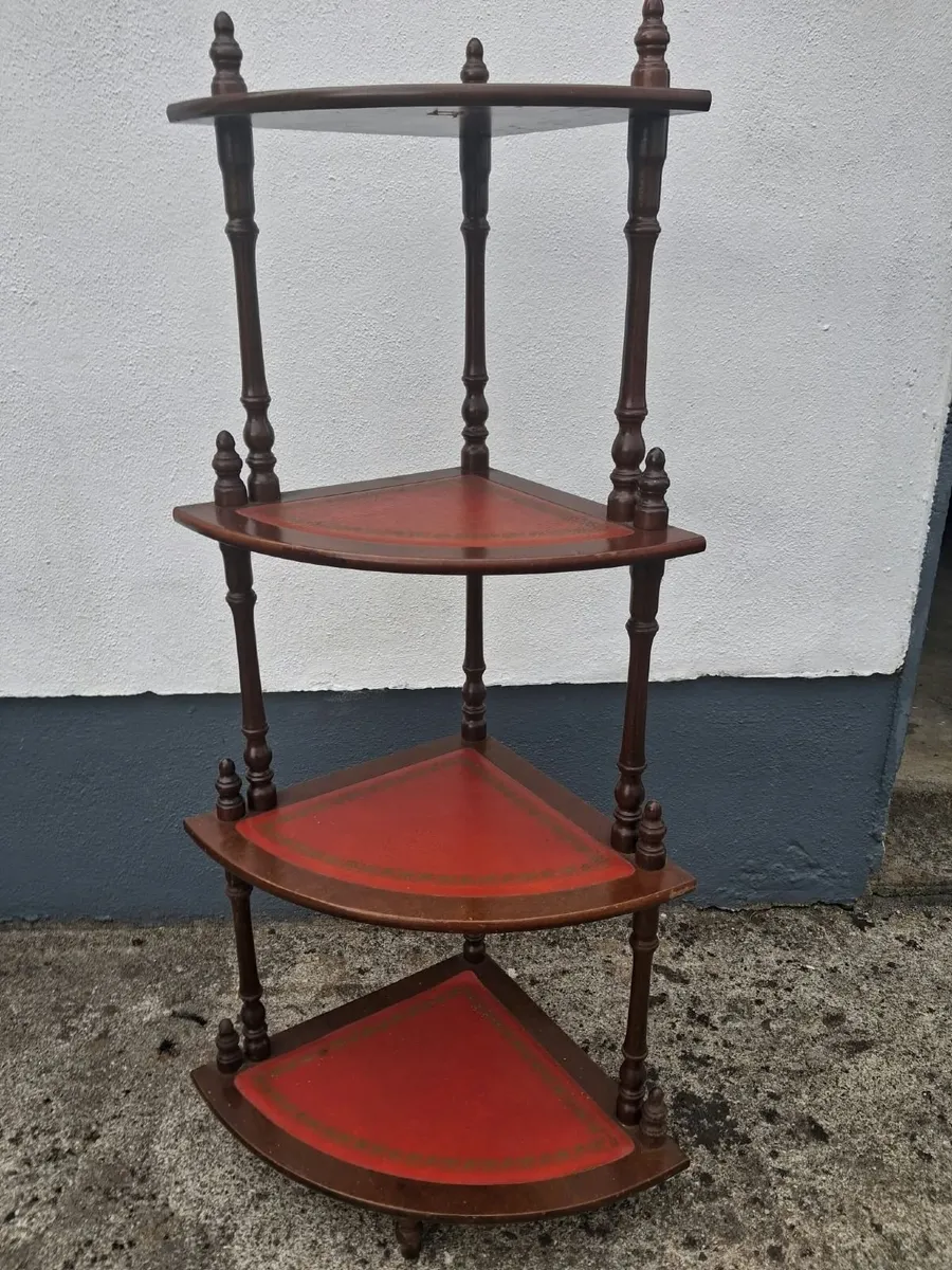 Vintage Mahogany 4-Tier Corner Whatnot Display She - Image 2