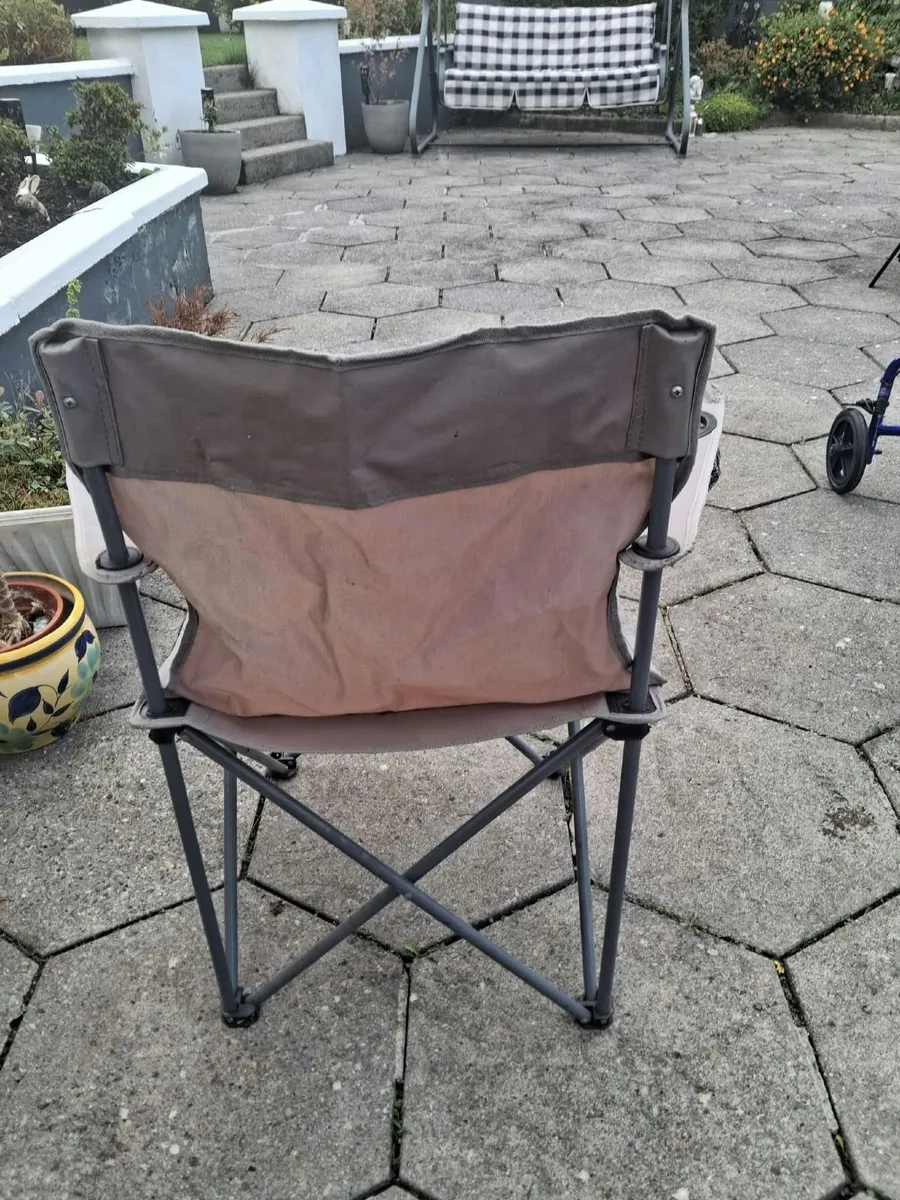 Folding Camping Chair with Cup Holder - Grey / Tau - Image 2