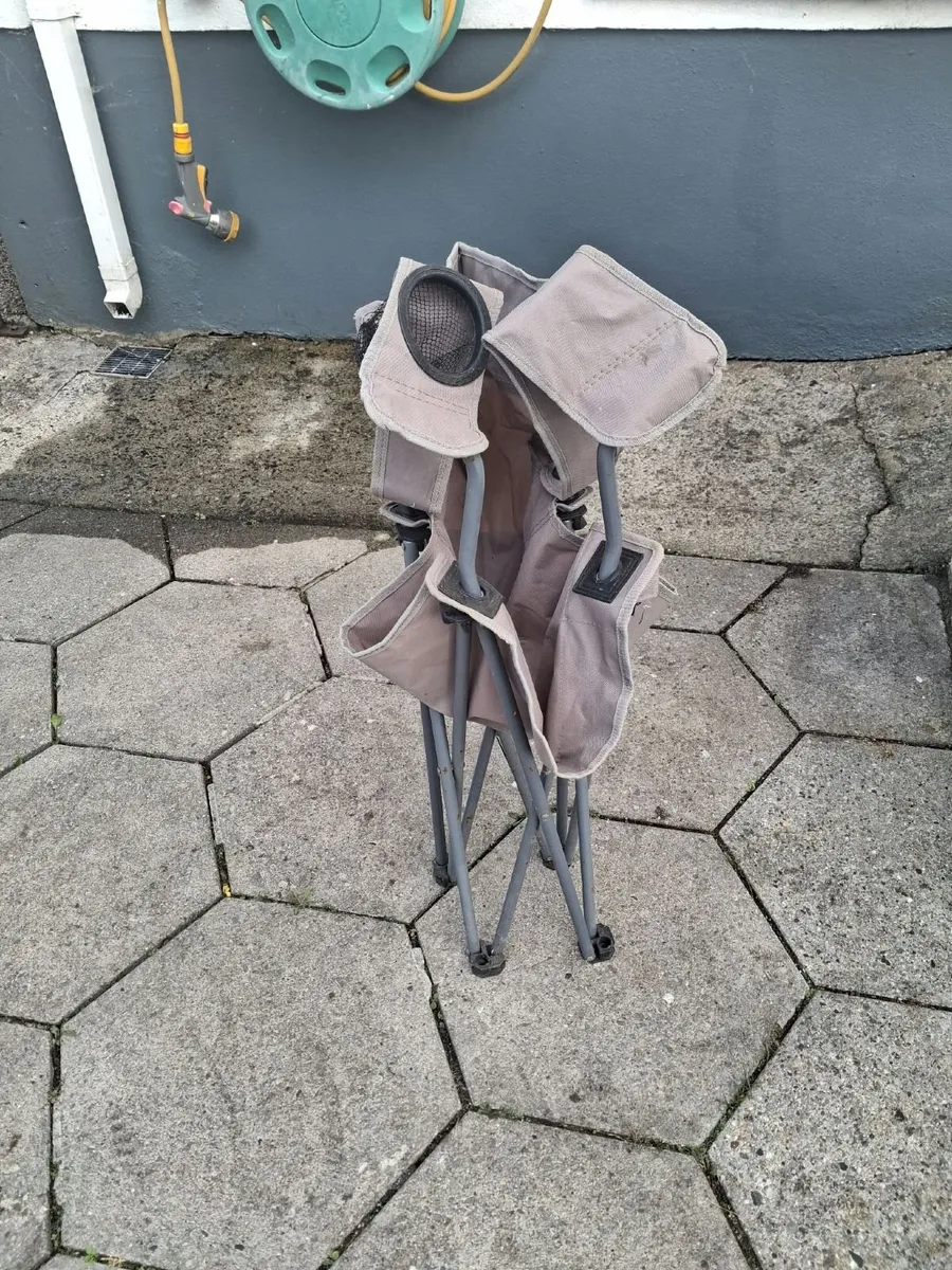 Folding Camping Chair with Cup Holder - Grey / Tau - Image 4