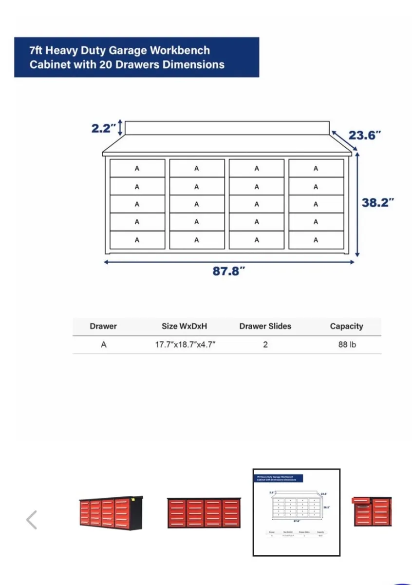 7 Ft heavy duty workbench -20 drawers - Image 3