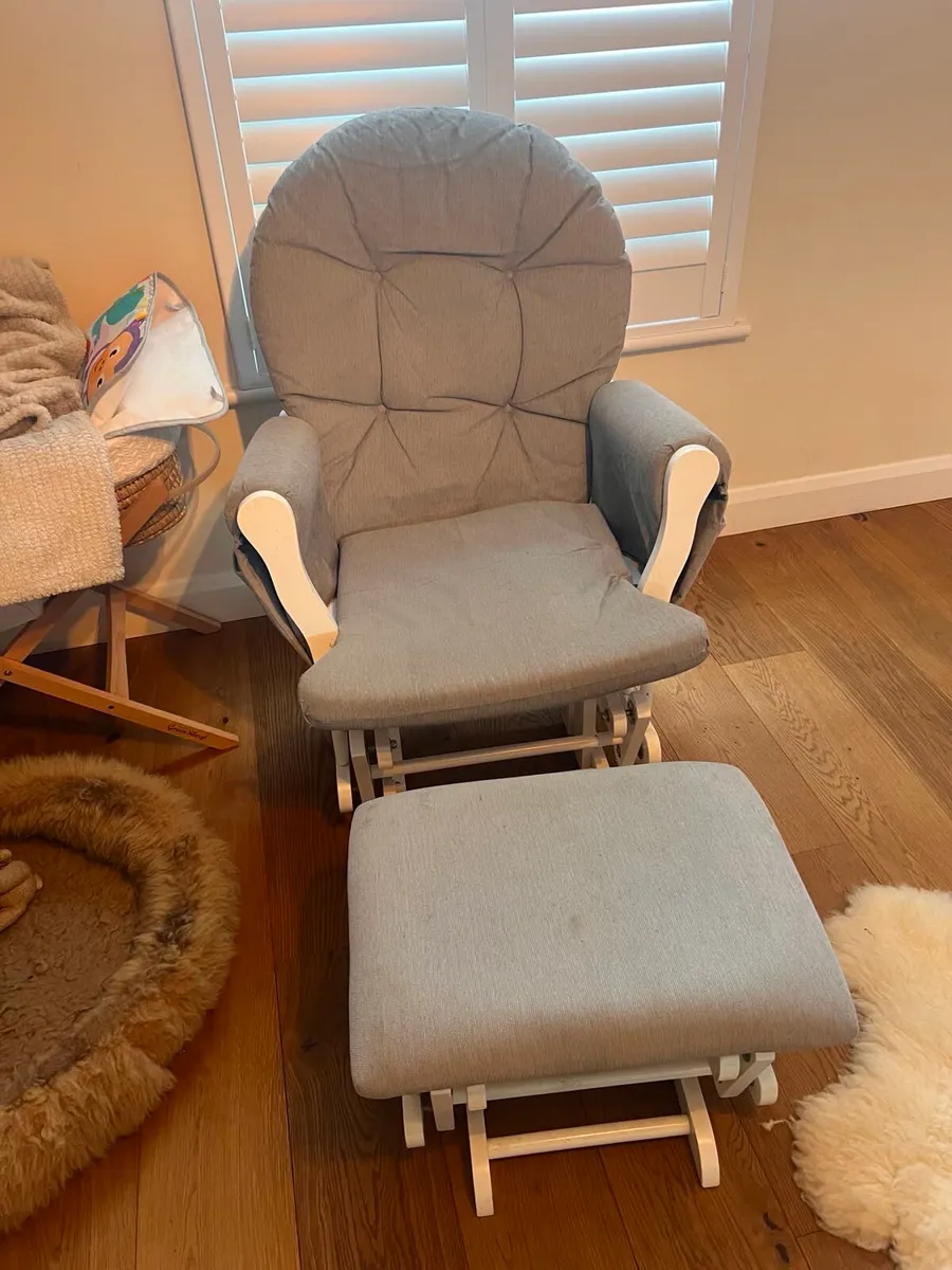 Nursery Rocking Chair & Footstool – Grey - Image 1