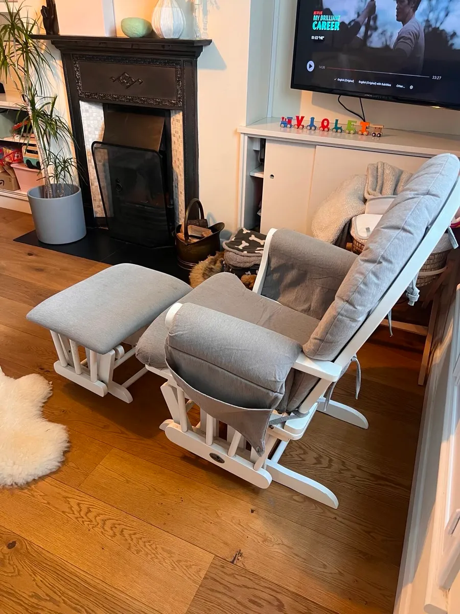 Nursery Rocking Chair & Footstool – Grey - Image 2