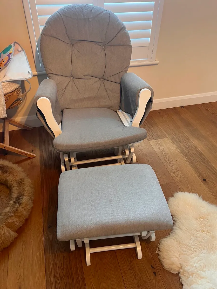 Nursery Rocking Chair & Footstool – Grey - Image 3