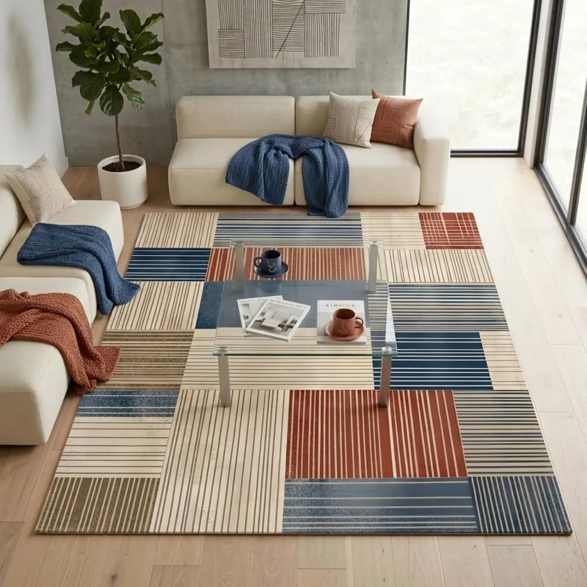 Modern Geometric Pattern Area Rugs for Living Room - Image 1