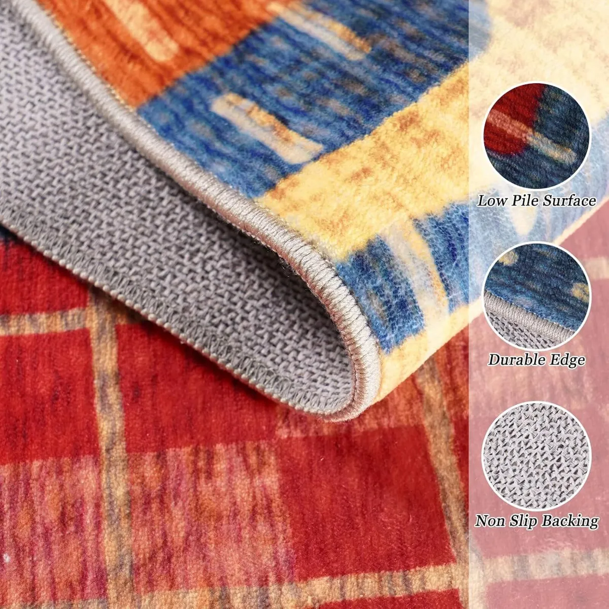 Washable Living Room Rugs Abstract Vintage - Image 2