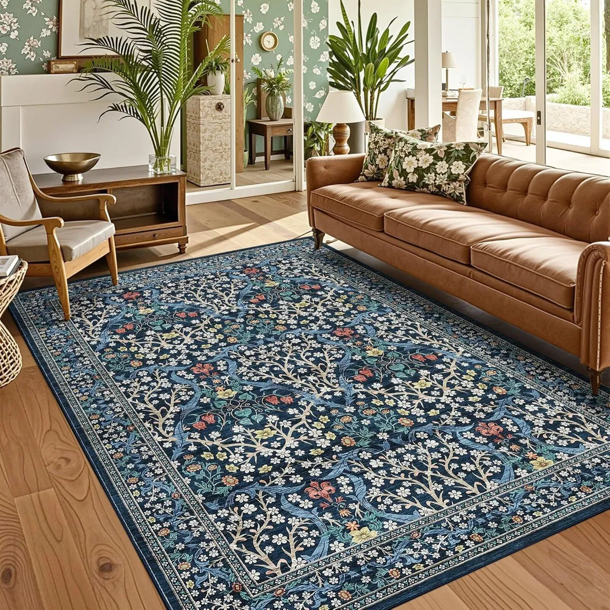Floral Large Area Rugs Washable for Living - Image 1