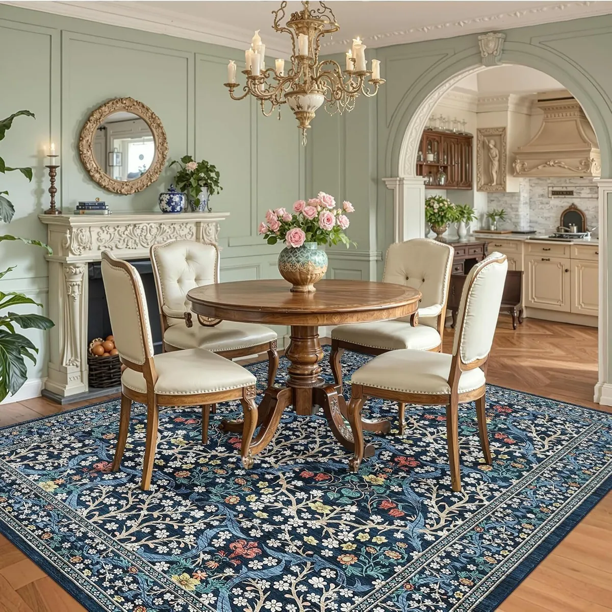 Floral Large Area Rugs Washable for Living - Image 2