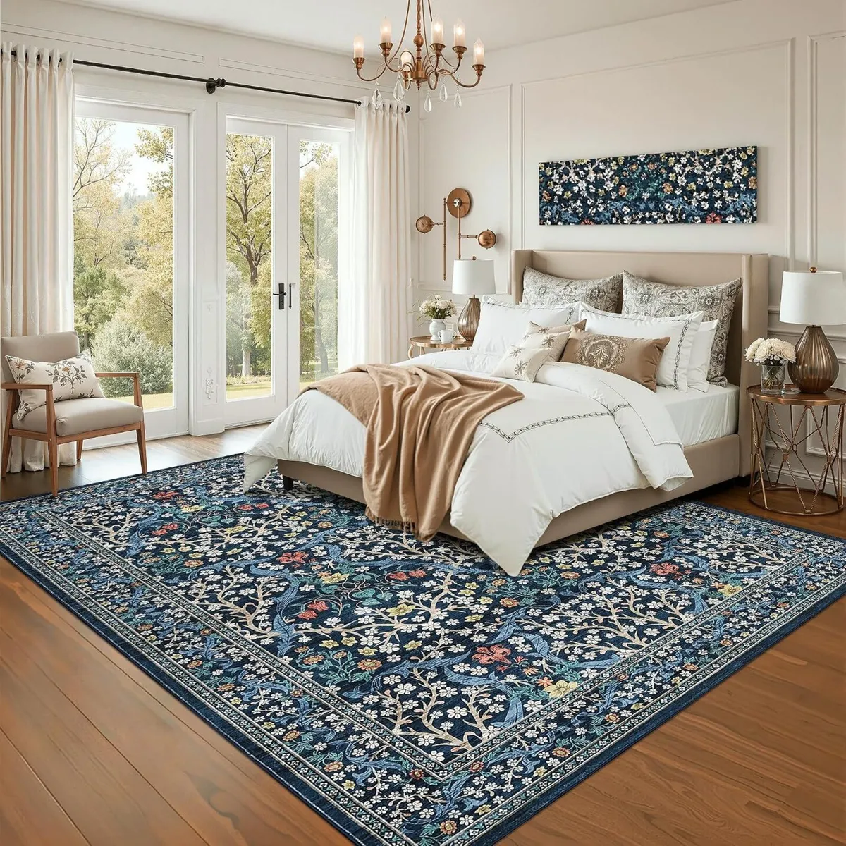 Floral Large Area Rugs Washable for Living - Image 3