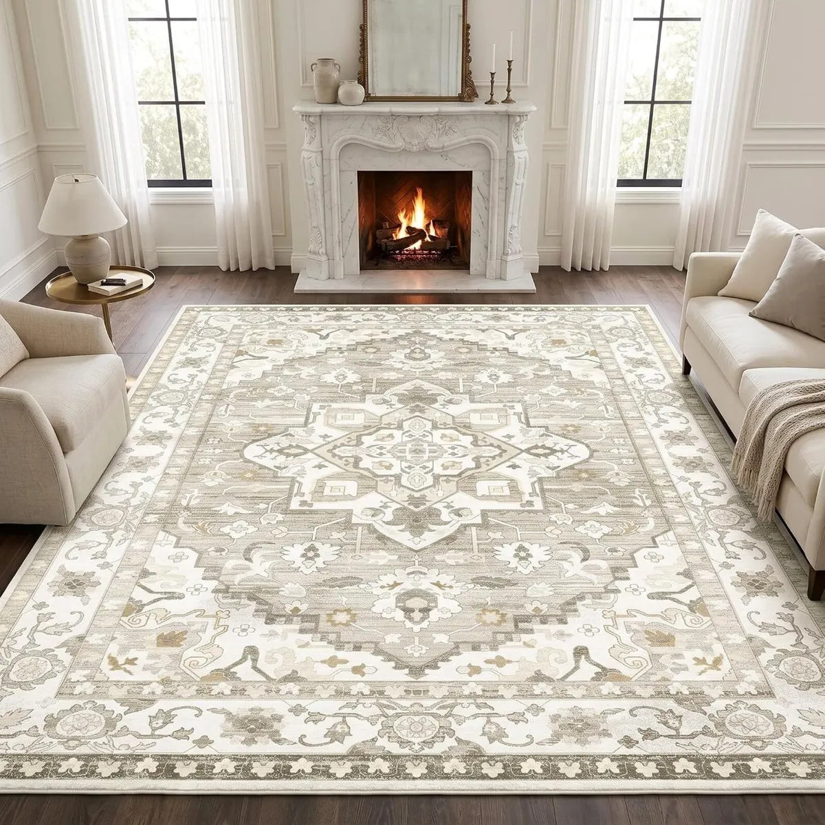Vintage Rugs Living Room Washable Anti Slip Large - Image 1