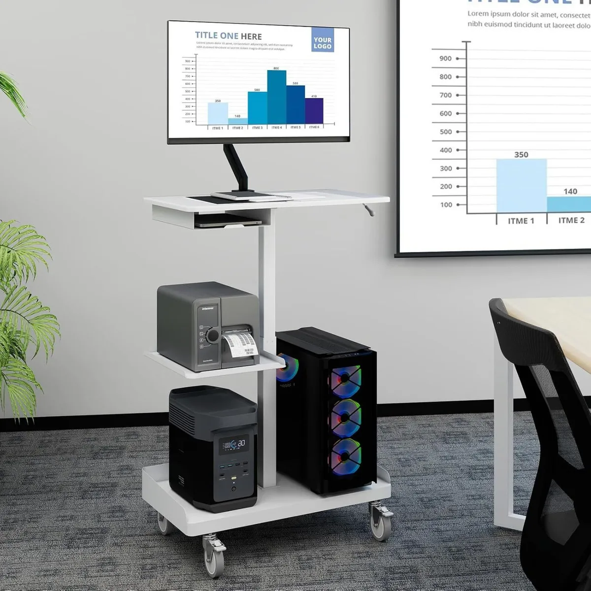 Mobile Workstation Cart with Monitor Mount - Image 1
