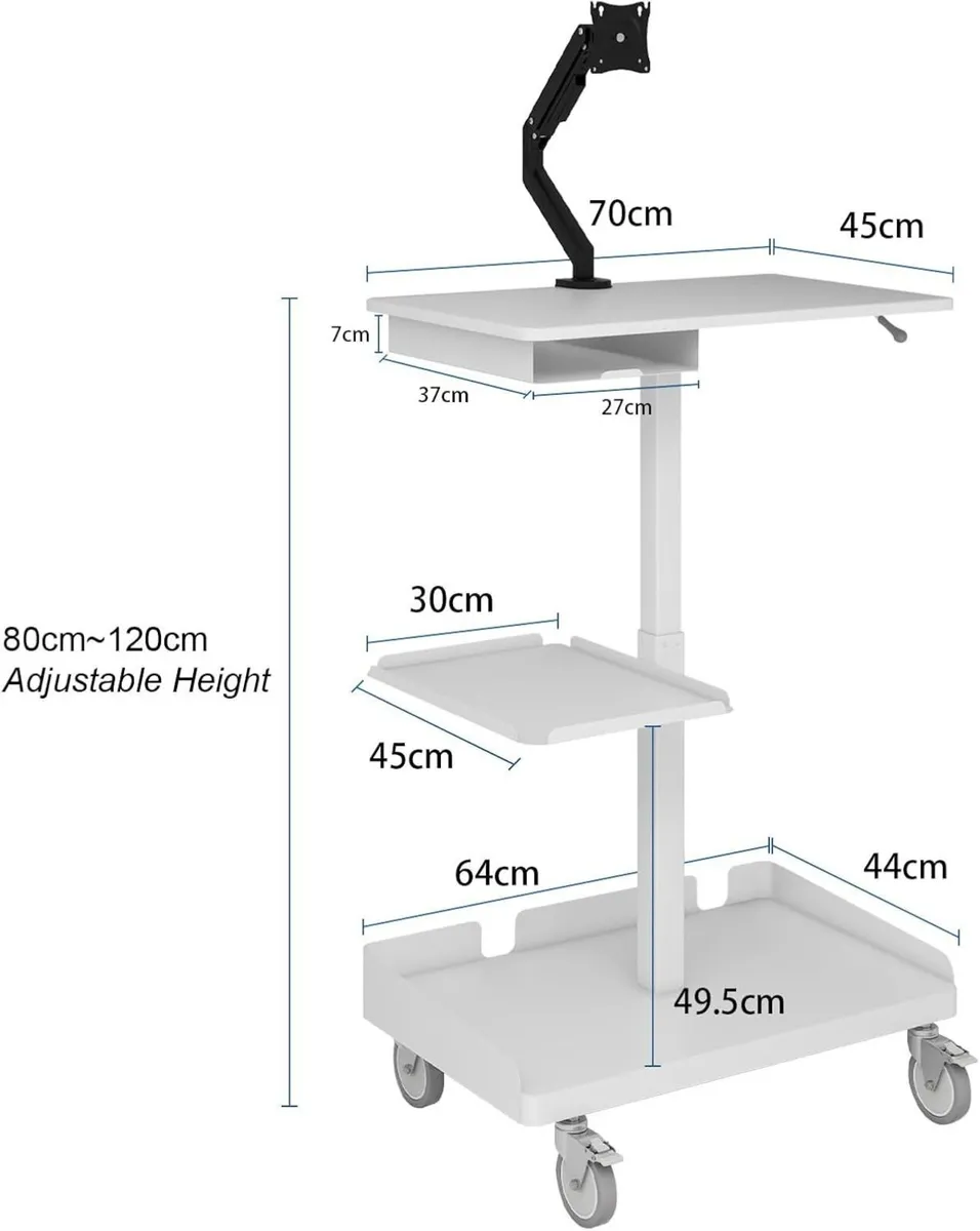 Mobile Workstation Cart with Monitor Mount - Image 2
