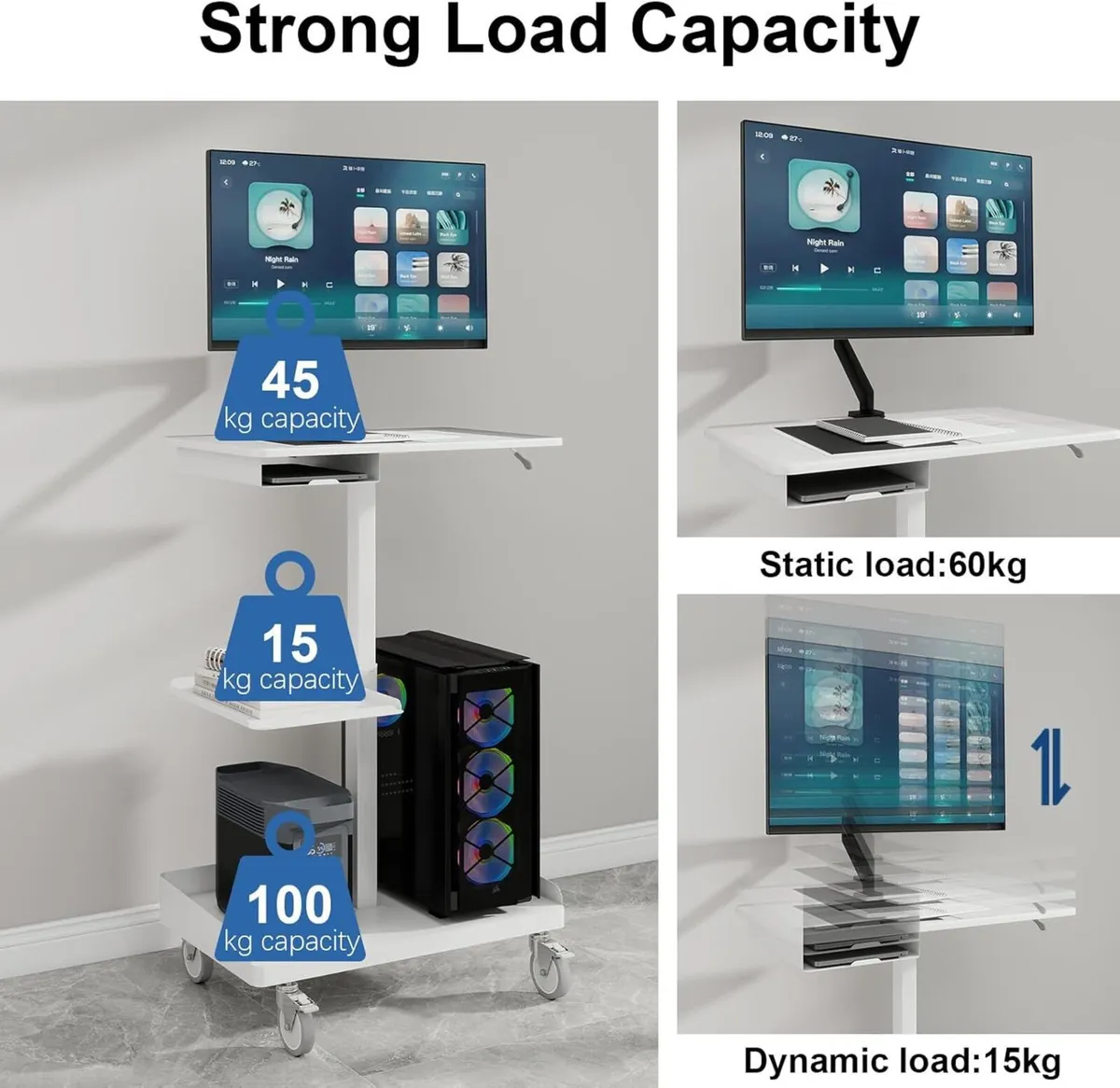 Mobile Workstation Cart with Monitor Mount - Image 4