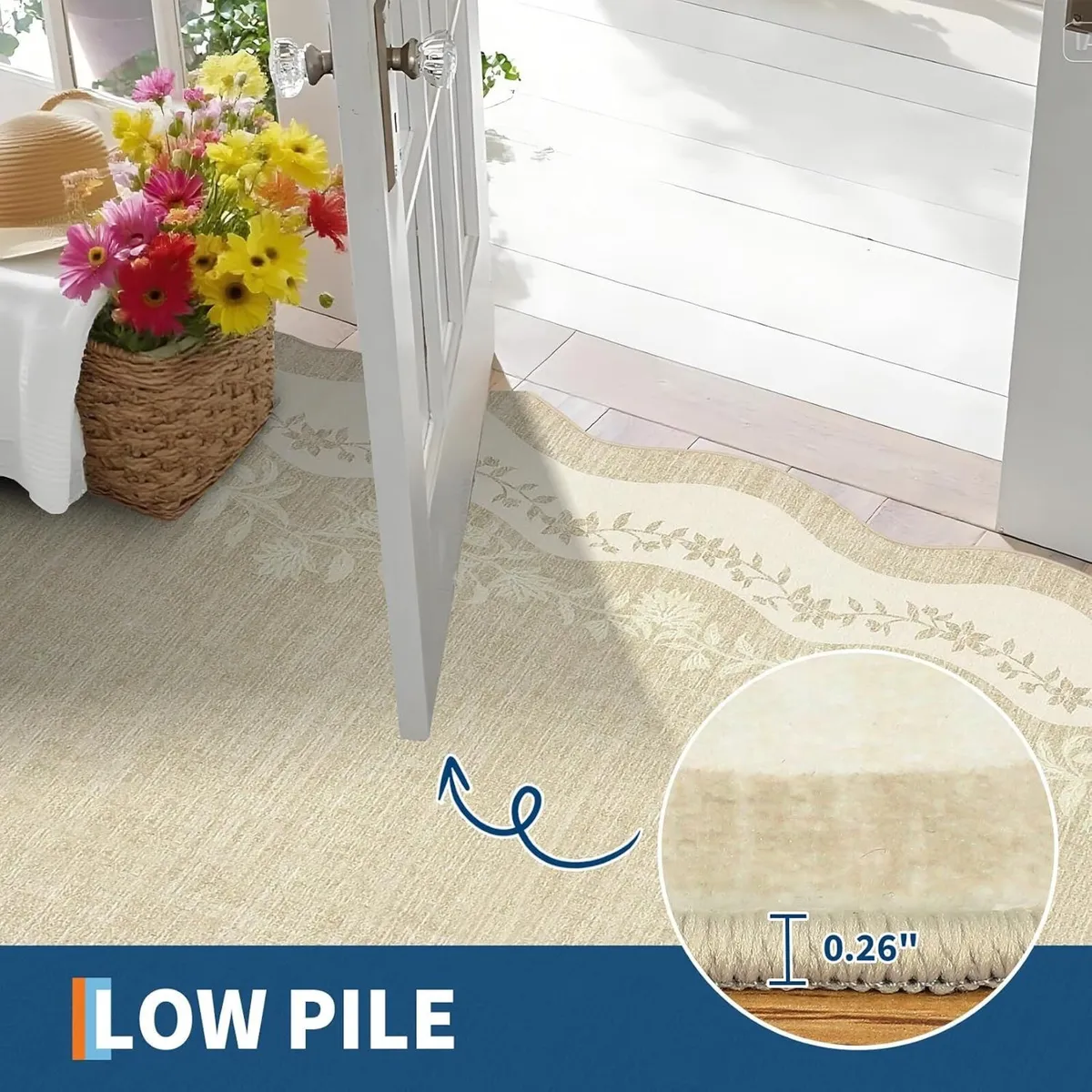 Rug Living Room Floral Edge Low - Image 3
