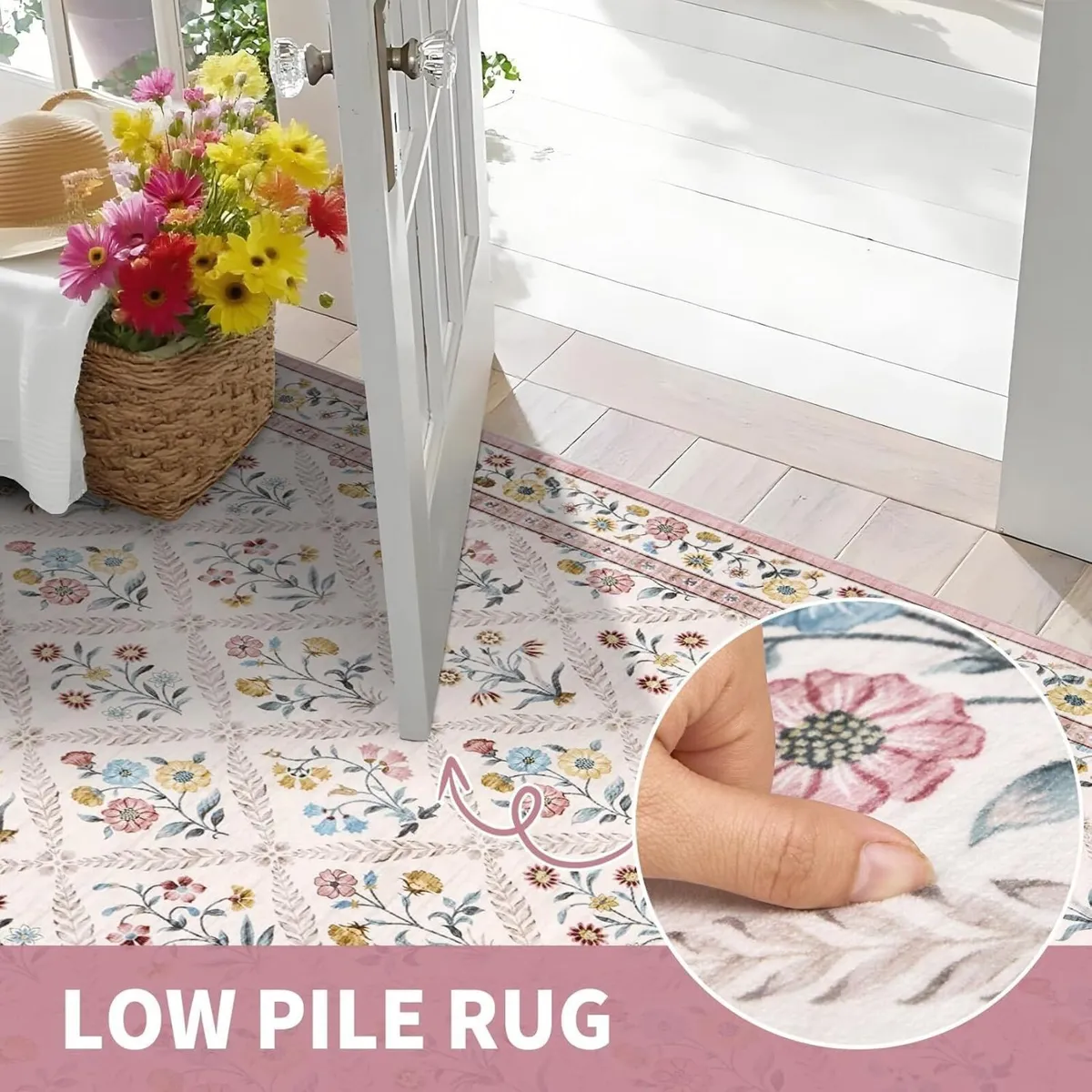 Vintage Floral Rug Living Room Low - Image 3