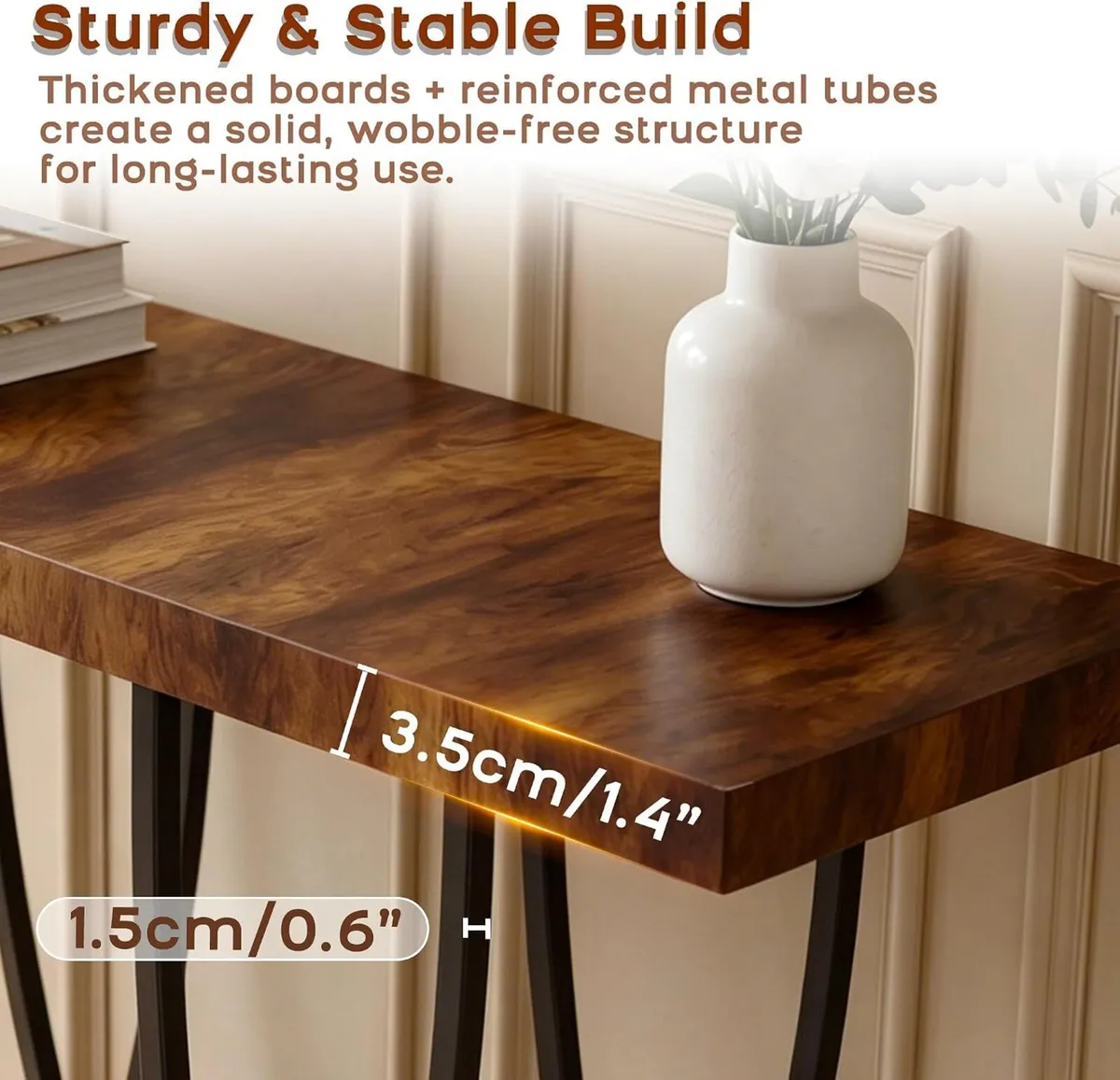 3-Tier Console Table with Curved Metal Frame - Image 4