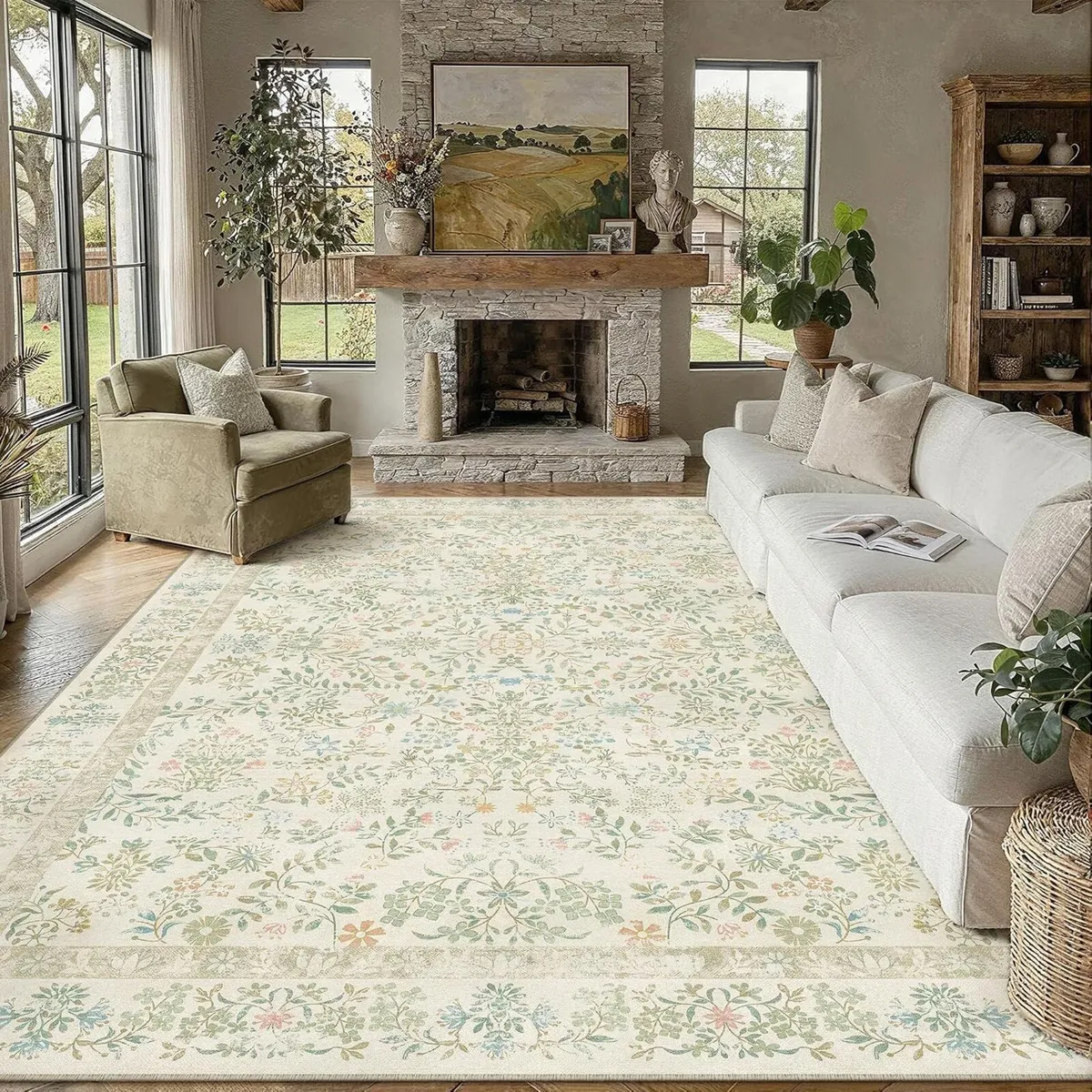 Rugs Living Room Flower Large Area Rug - Image 1