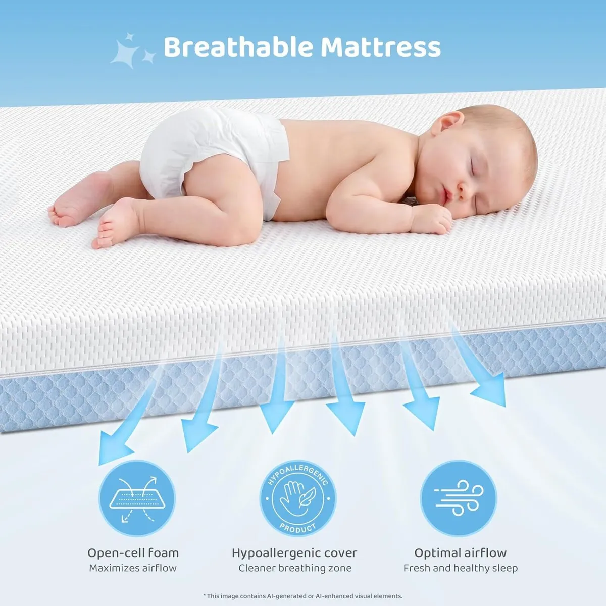 Baby Cot Mattress Breathable Memory Foam Toddler - Image 3